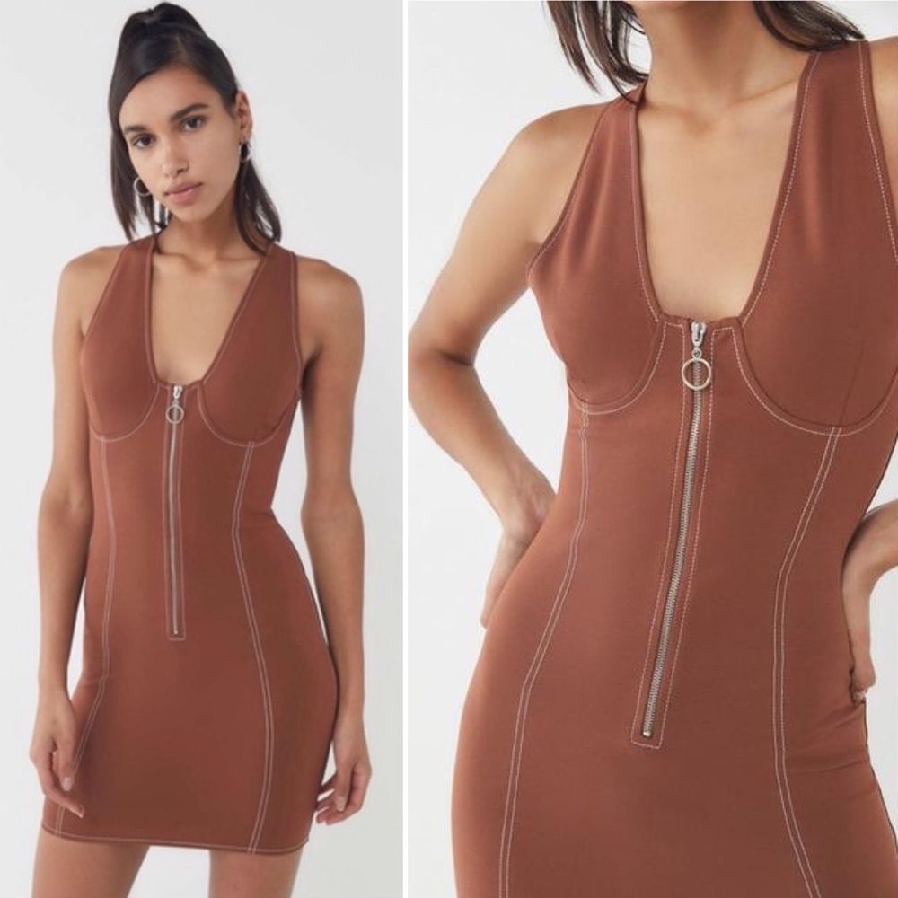 Urban Outfitters Chandler Zip-Front Bodycon Dress